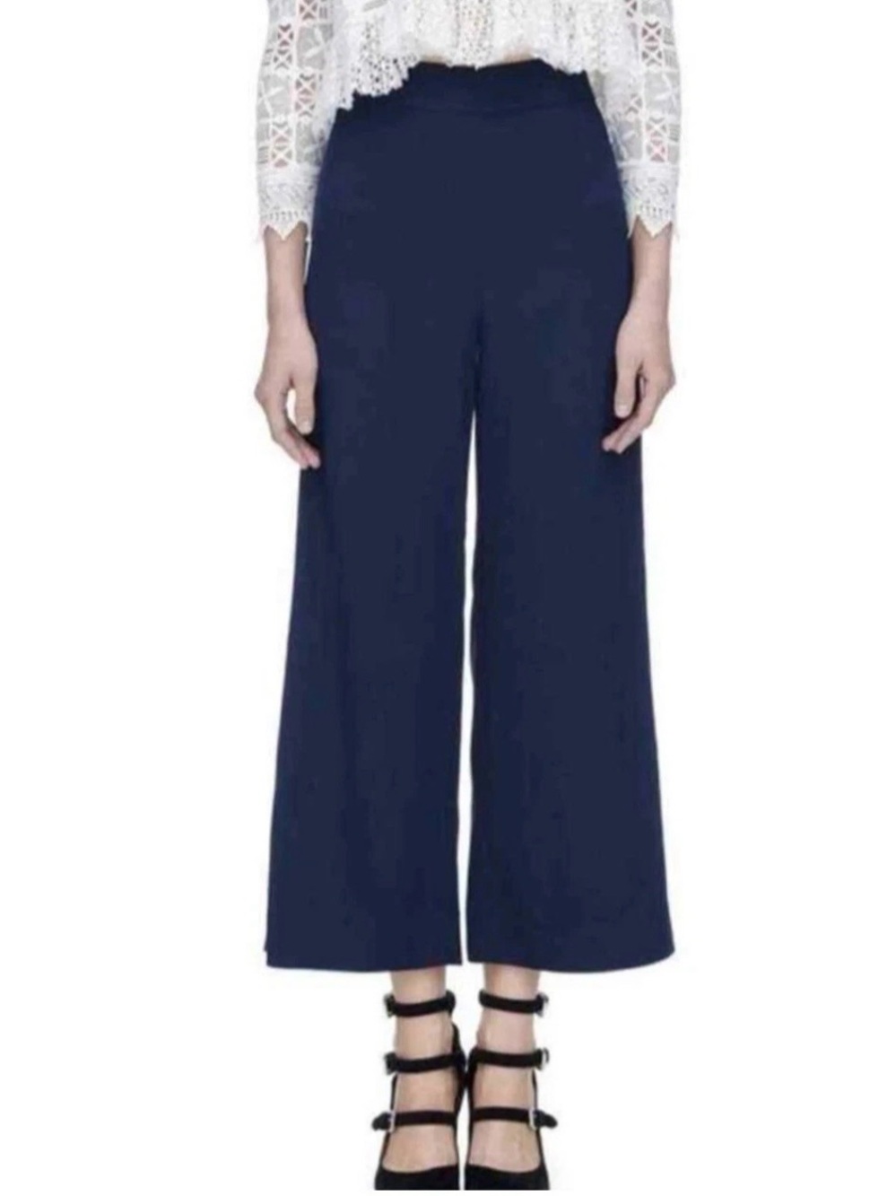 Rebecca Taylor Wide Leg Crop Pants Blue